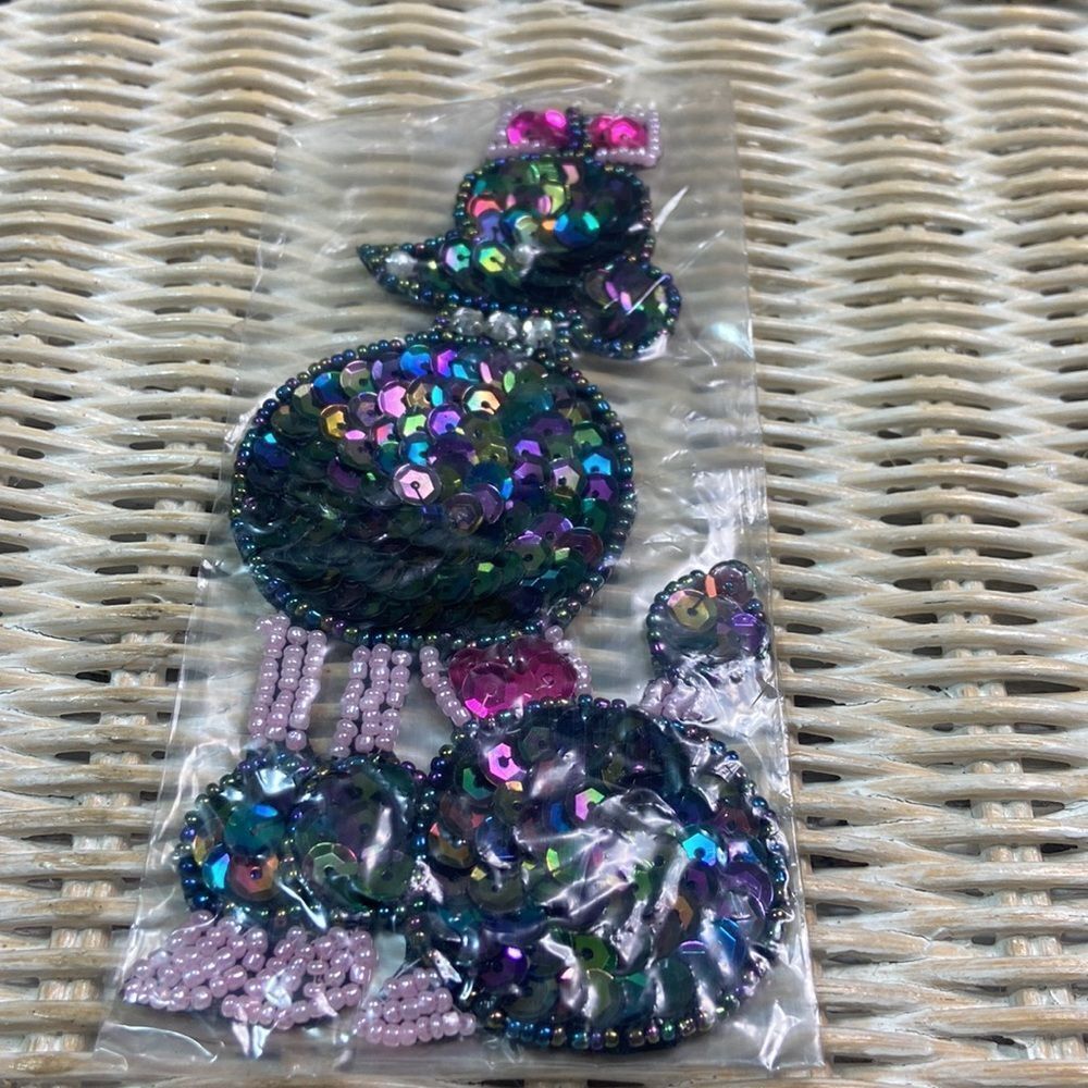 Vintage Poodle Dog Sequins And Rhinestone Patch